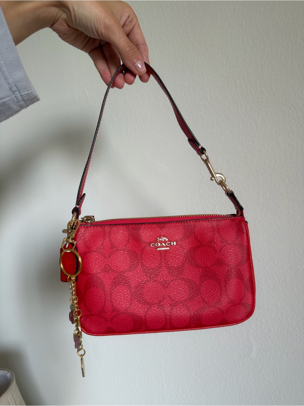 COACH Red Signature Mini Shoulder Bag